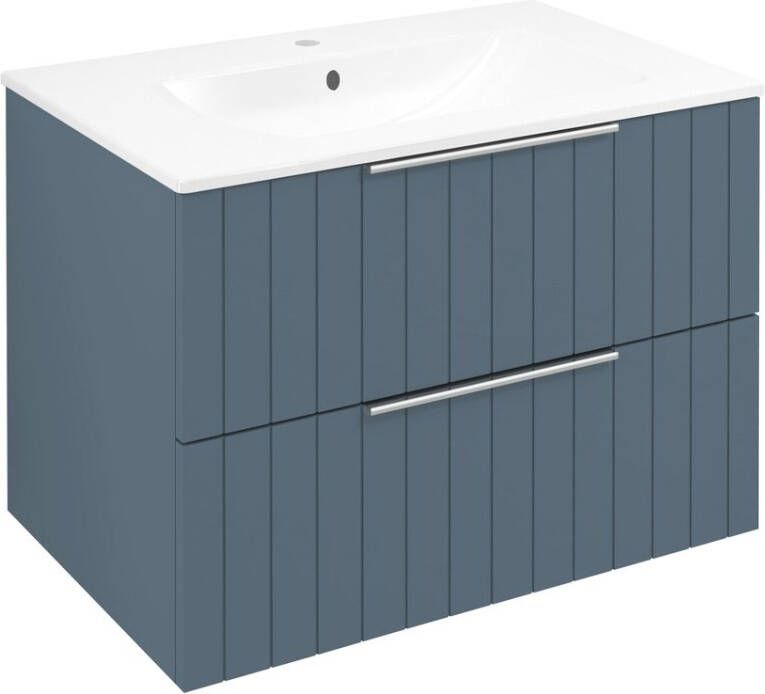 Sapho Cirasa badmeubel 70cm met blauw ribbelfront en witte wastafel
