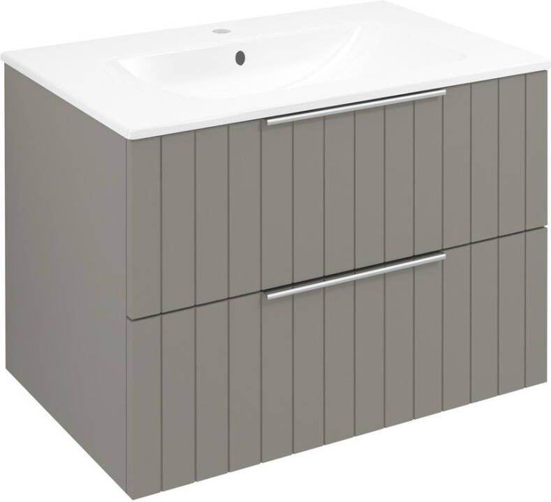 Sapho Cirasa badmeubel 70cm met taupe ribbelfront en witte wastafel