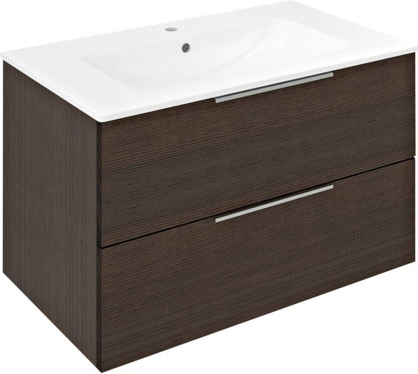 Sapho Cirasa badmeubel 80cm donkerbruin eten met witte wastafel