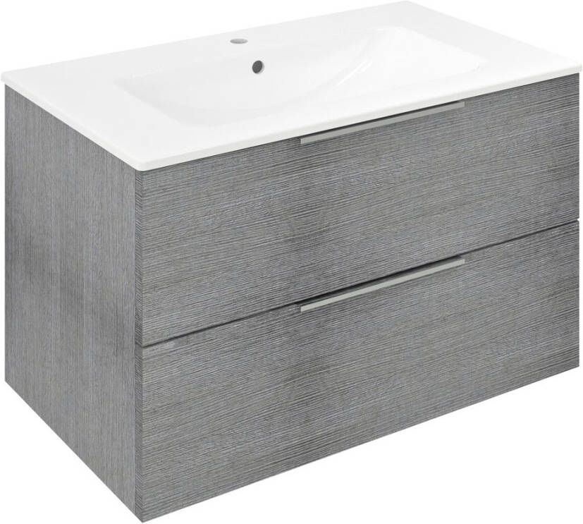 Sapho Cirasa badmeubel 80cm grijs eiken met witte wastafel