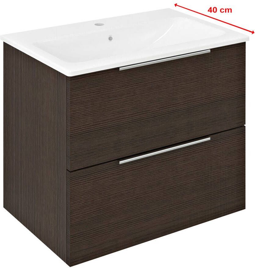 Sapho Cirasa Compact badmeubel 60cm donkerbruin eten met witte wastafel