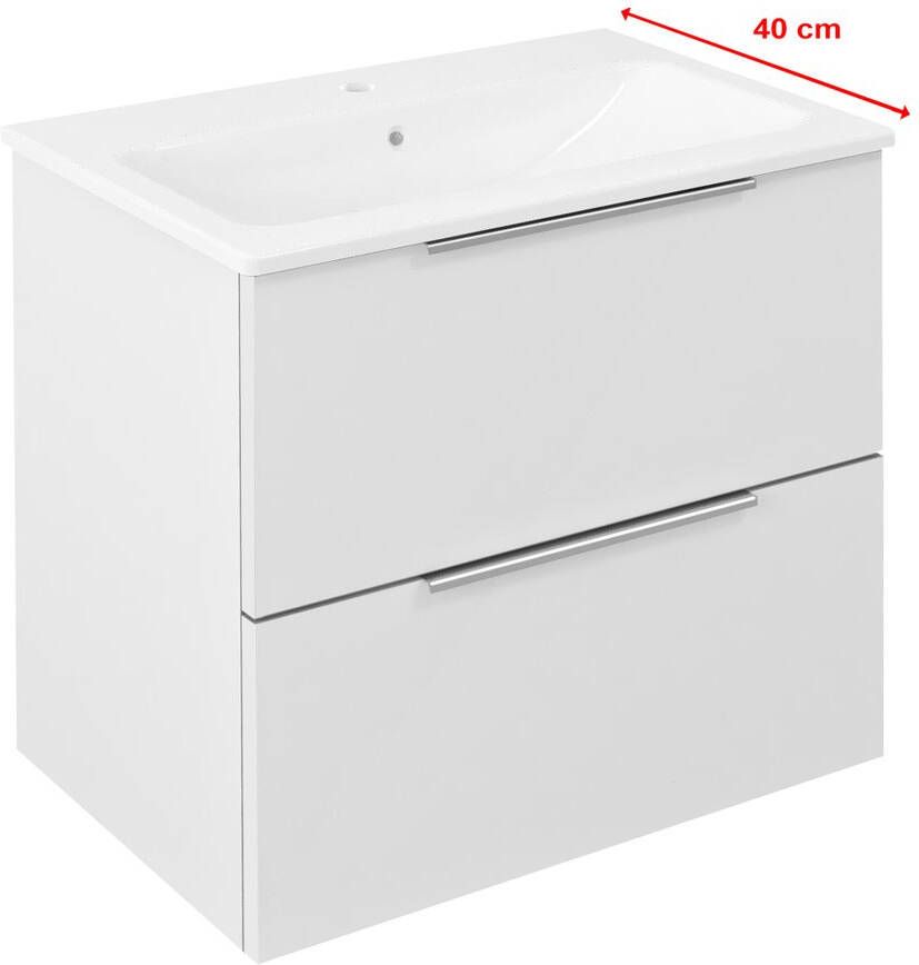 Sapho Cirasa Compact badmeubel 60cm wit glans met witte wastafel