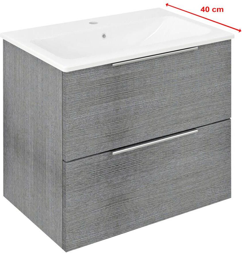 Sapho Cirasa Compact wastafel onderkast 60x39x54cm grijs eiken