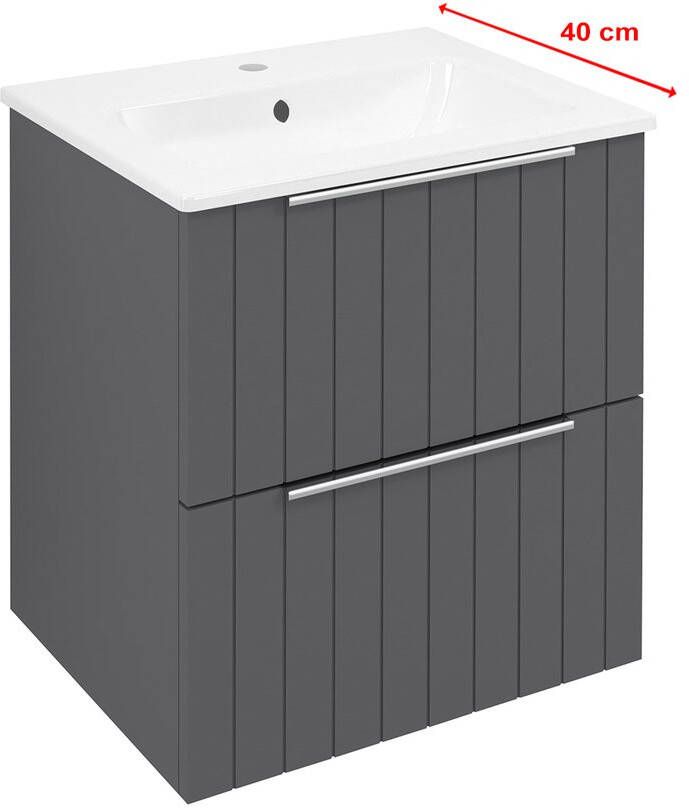 Sapho Cirasa Compact wastafel onderkast met ribbelfront 50x39x54cm antraciet