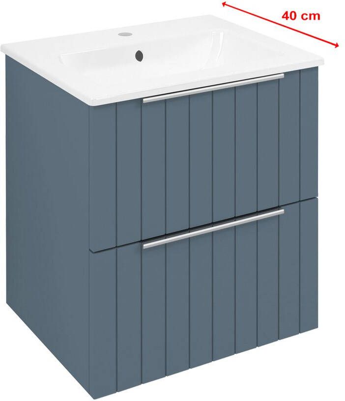 Sapho Cirasa Compact wastafel onderkast met ribbelfront 50x39x54cm blauw