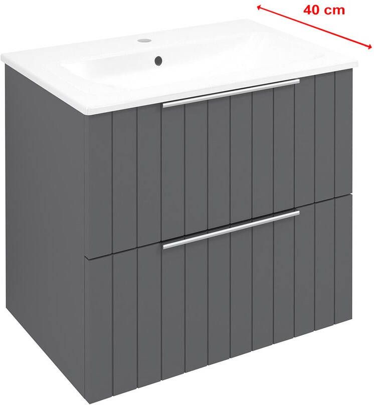 Sapho Cirasa Compact wastafel onderkast met ribbelfront 60x39x54cm antraciet