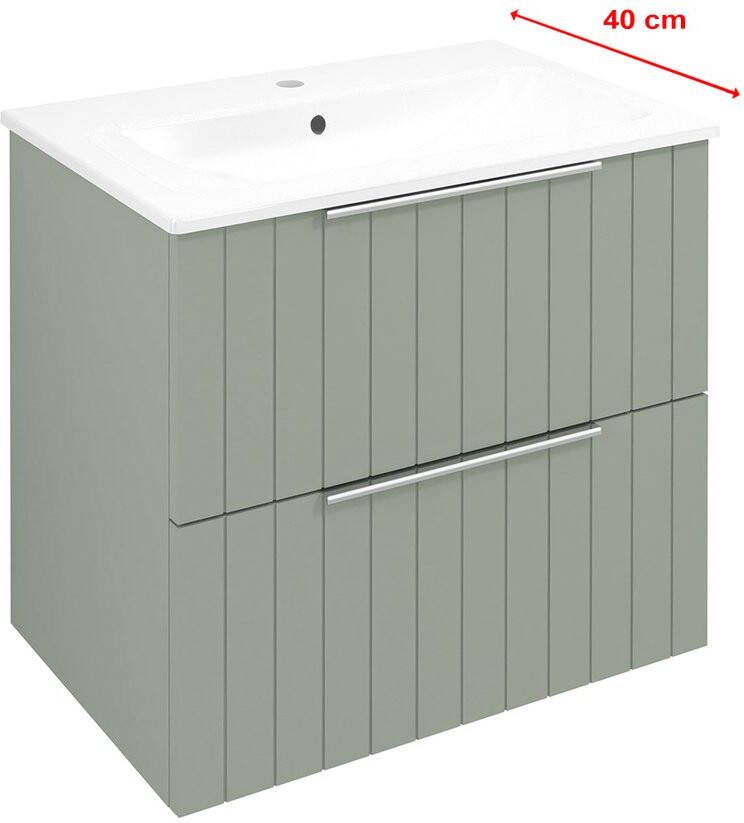 Sapho Cirasa Compact wastafel onderkast met ribbelfront 60x39x54cm groen