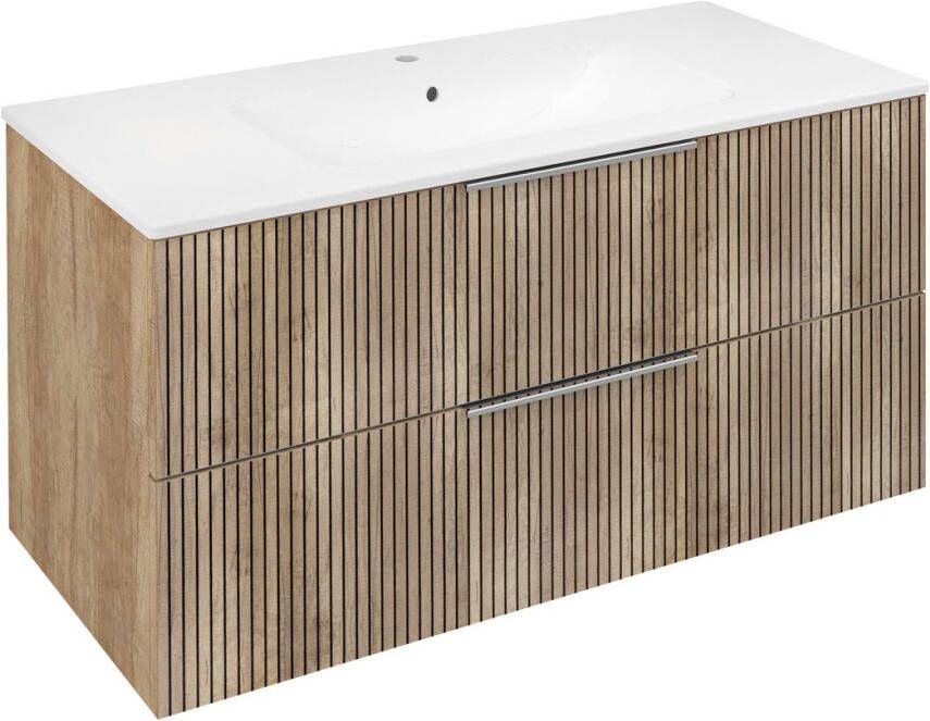 Sapho Cirasa wastafel onderkast met ribbelfront 100x46x52cm eiken