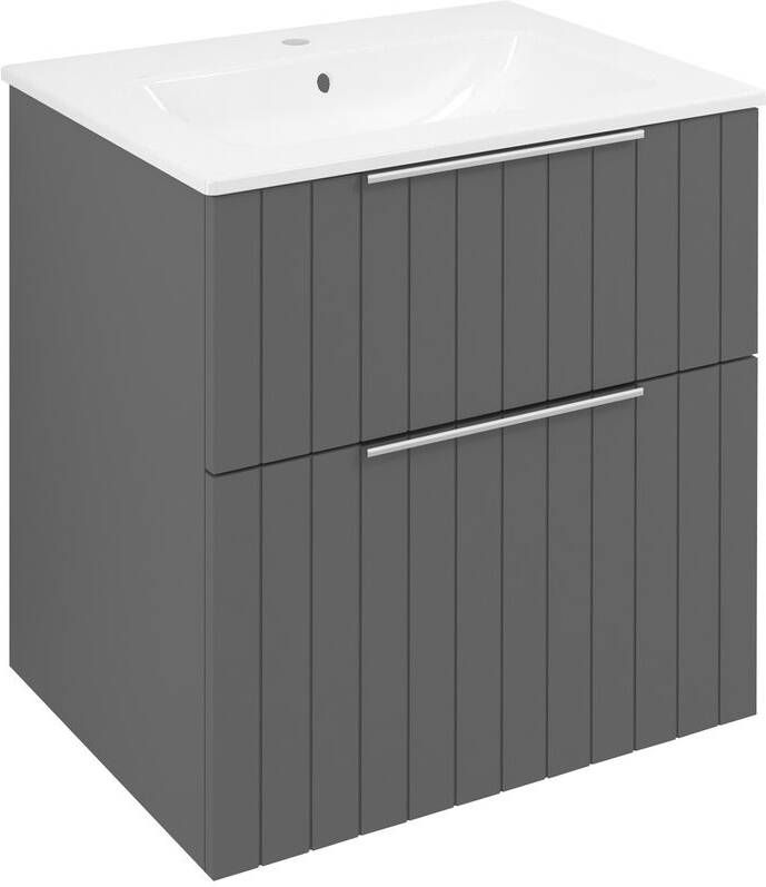 Sapho Cirasa wastafel onderkast met ribbelfront 60x46x64cm antraciet