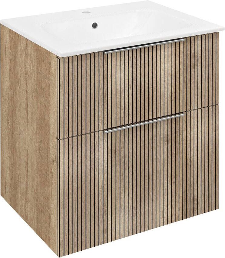 Sapho Cirasa wastafel onderkast met ribbelfront 60x46x64cm eiken