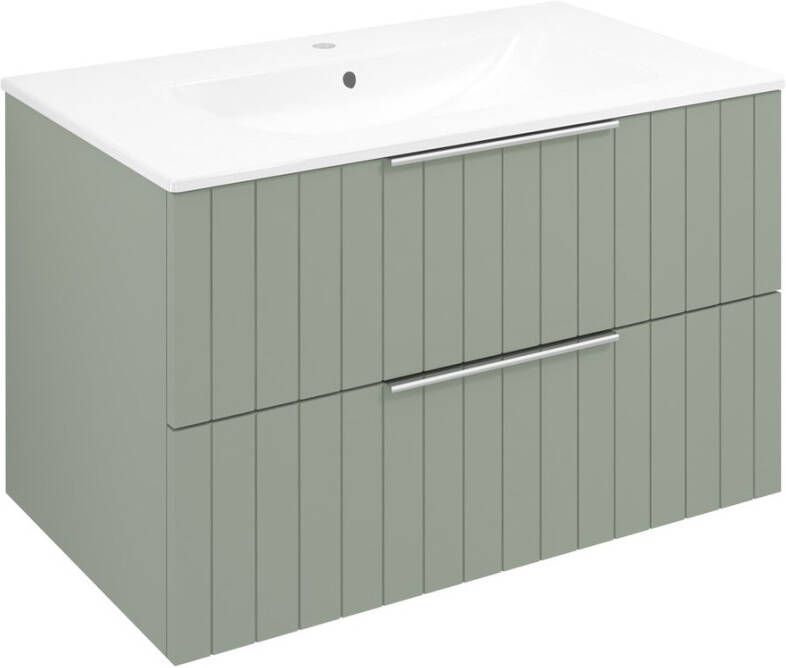 Sapho Cirasa wastafel onderkast met ribbelfront 80x46x52cm groen