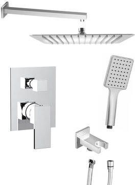 Sapho Cubemix inbouw regendouche vierkant 30cm met wandarm en handdouche chroom