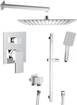 Sapho Cubemix inbouw regendouche vierkant 30cm met wandarm handdouche en glijstang chroom