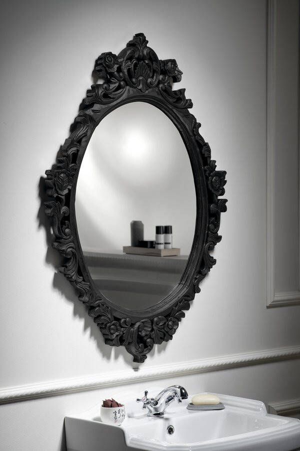 Sapho Desna ovale barok spiegel 80x100cm zwart