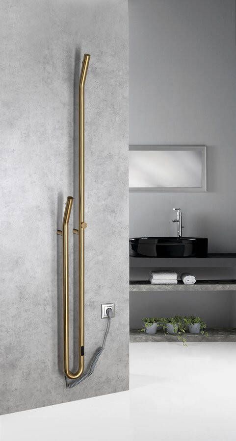 Sapho Duopasso elektrische handdoek radiator 12x170cm geborsteld messing