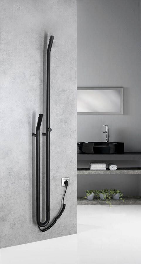 Sapho Duopasso elektrische handdoek radiator 12x170cm zwart mat