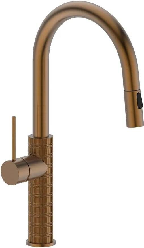 Sapho Flawo hoge keukenkraan met uittrekbare sproeier koper mat