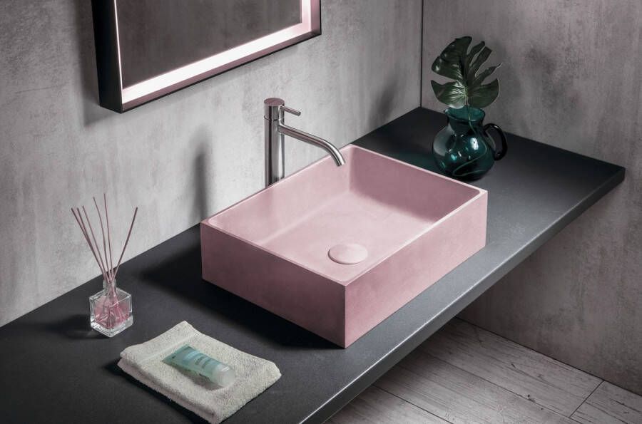 Sapho Formigo betonnen wastafel 47.5x36.5cm roze - Foto 2