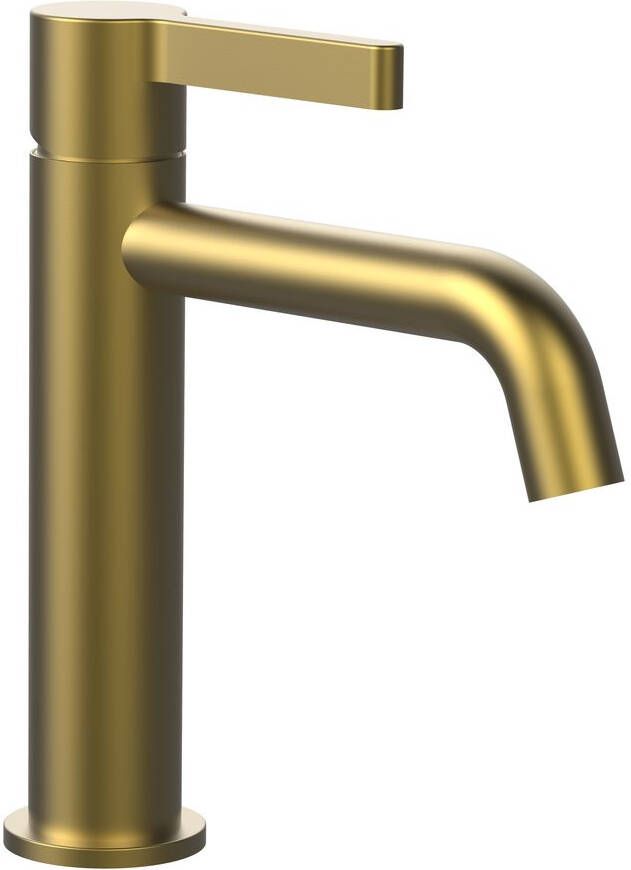 Sapho Iconic wastafelkraan met gebogen uitloop 19cm goud mat