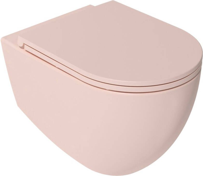 Sapho Infinity randloos toilet 53x36 5cm mat roze