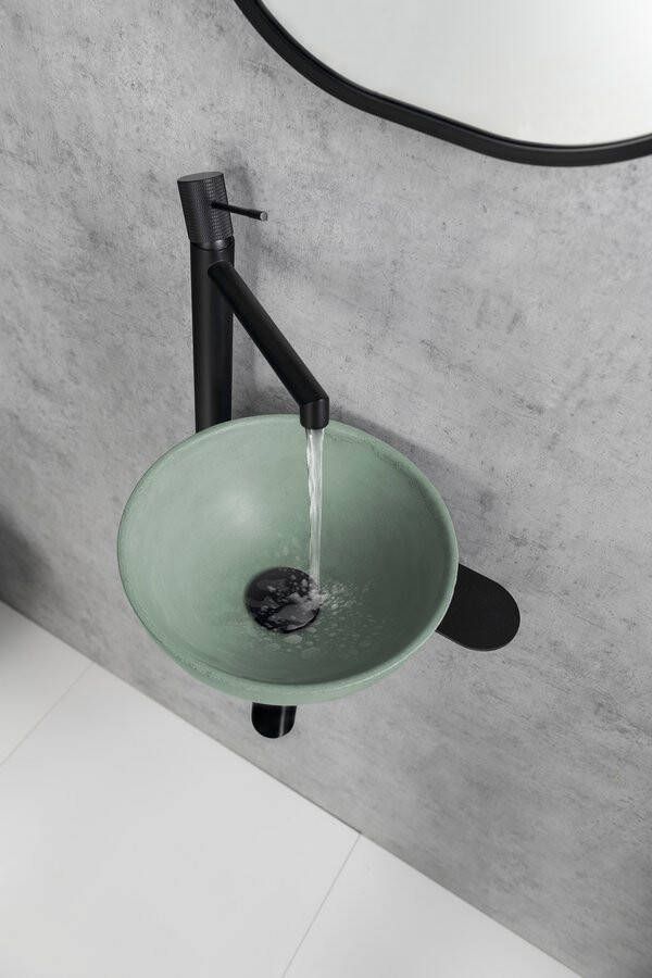 Sapho Minor toilet waskom beton 26cm groen met houder links