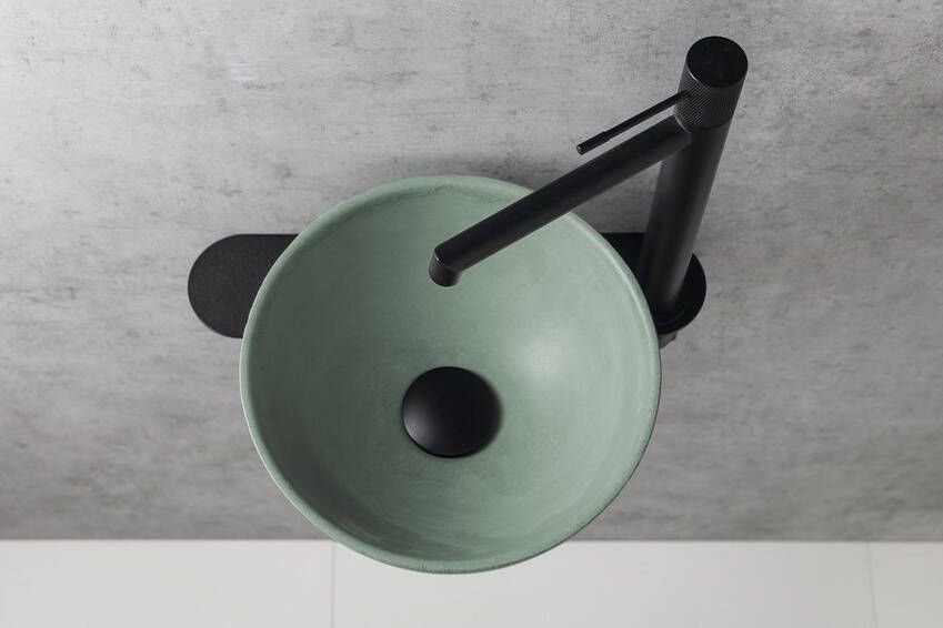 Sapho Minor toilet waskom beton 26cm groen met houder rechts