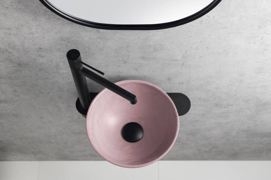 Sapho Minor toilet waskom beton 26cm roze met houder links
