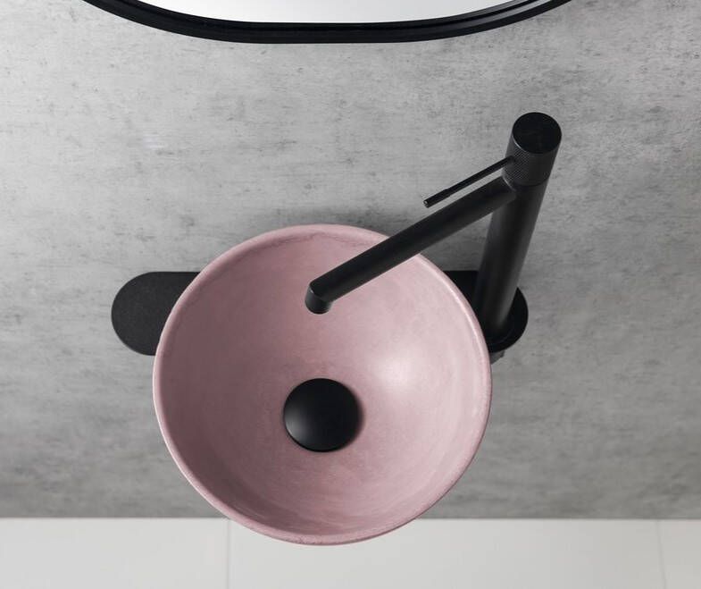 Sapho Minor toilet waskom beton 26cm roze met houder rechts