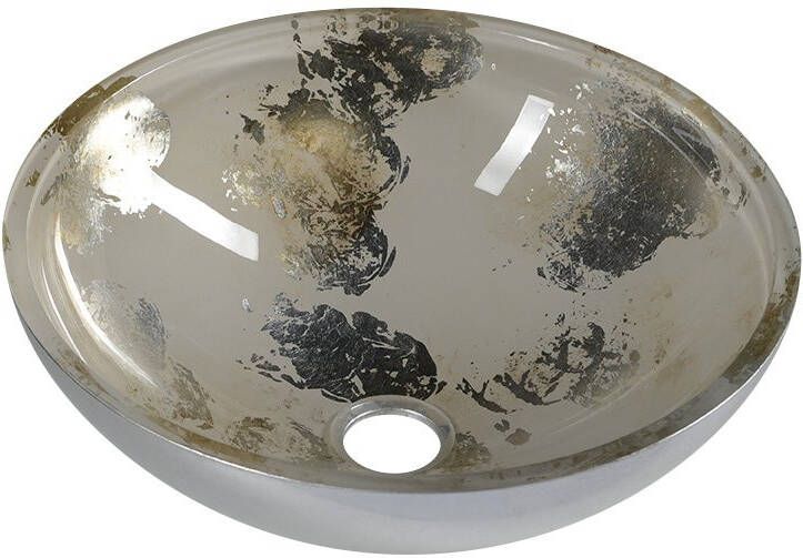 Sapho Murano glazen waskom 40x14 zilver beige