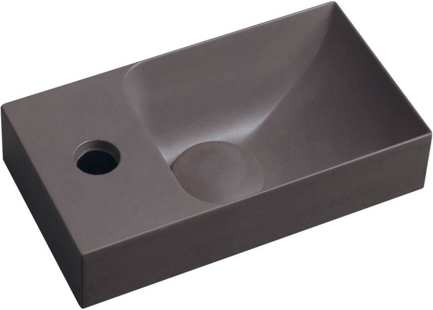 Sapho Piccolino fontein beton kraangat links 31x17cm donkerbruin