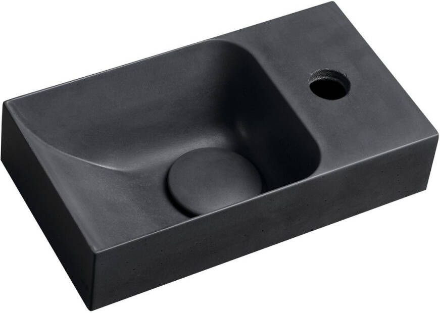 Sapho Piccolino fontein beton kraangat rechts 31x17cm antraciet