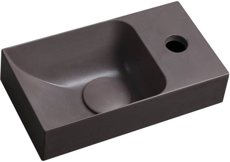 Sapho Piccolino fontein beton kraangat rechts 31x17cm donkerbruin