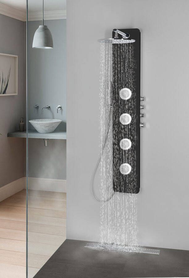 Sapho Polysan Spirit douchepaneel 155x25cm zwart mat