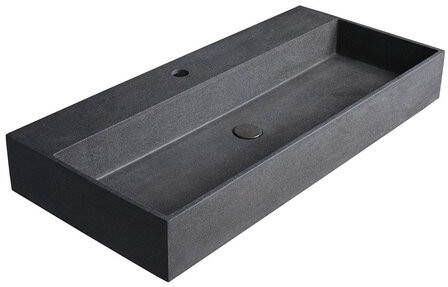 Sapho Quadrado betonnen wastafel 96x44cm zwart graniet