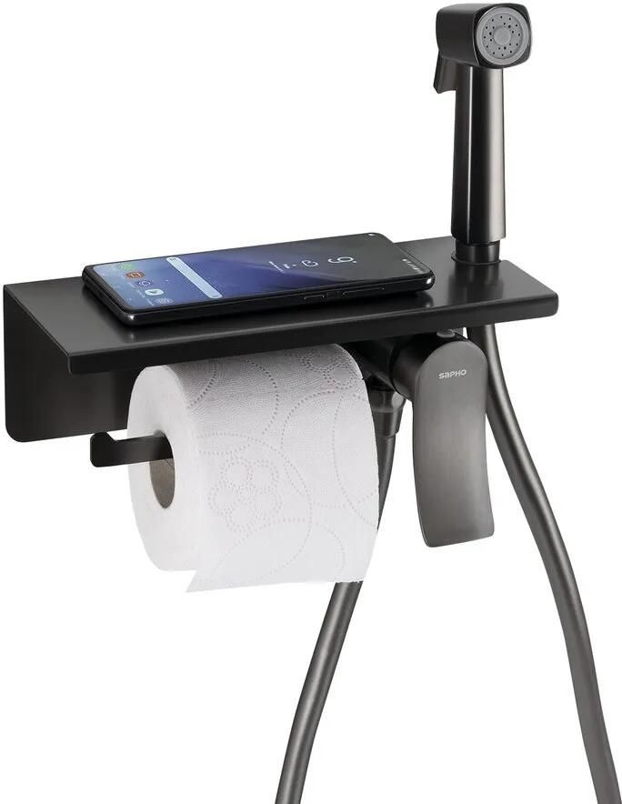 Sapho bidet handdoucheset met toiletrolhouder gunmetal