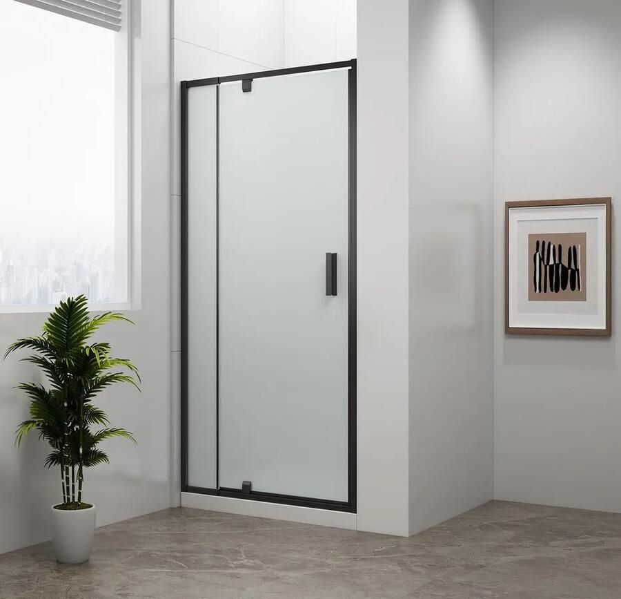 Sapho Polysan Easy Black douche draaideur mat glas 90x190cm zwart mat