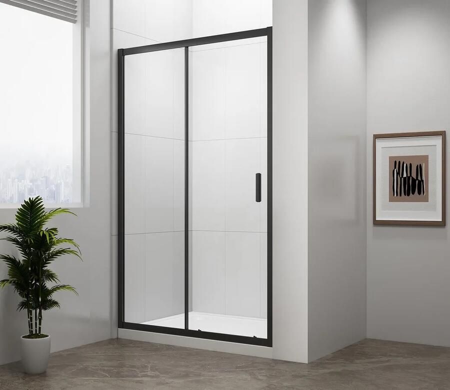 Sapho Polysan Easy Black douche schuifdeur 100x190cm zwart mat