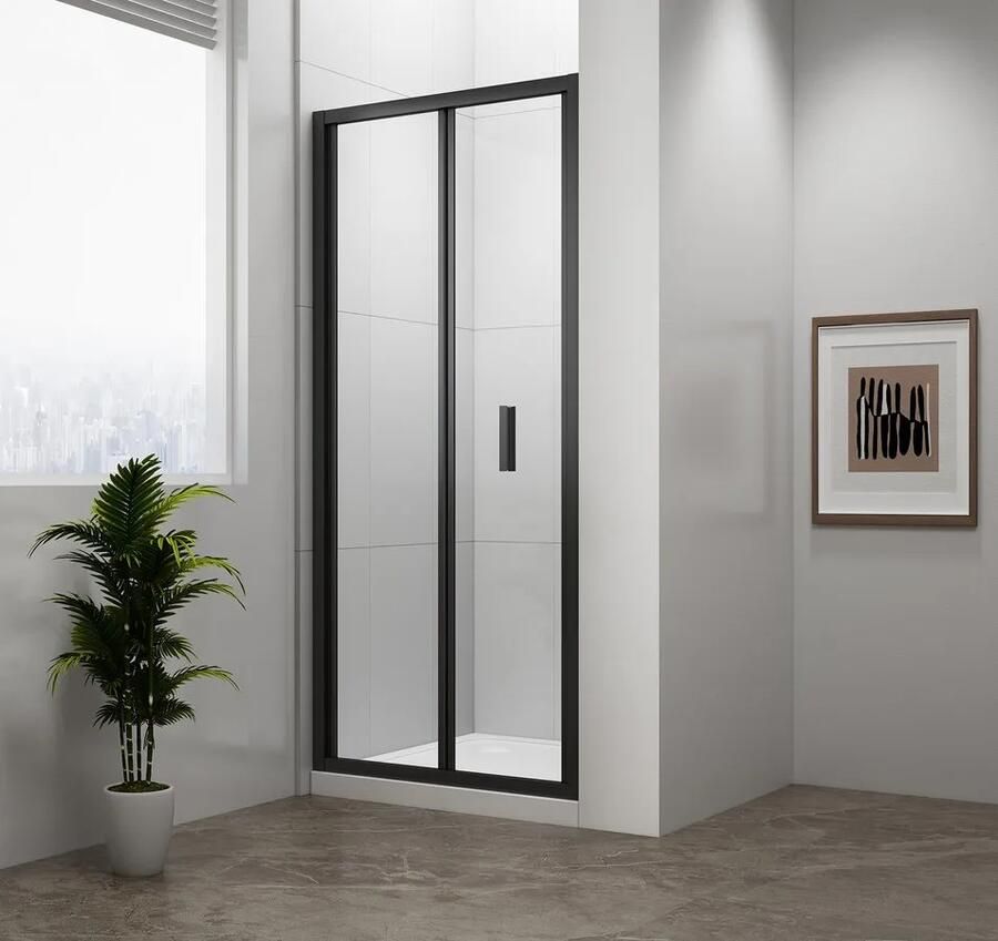 Sapho Polysan Easy Black douche vouwdeur 80x190cm zwart mat