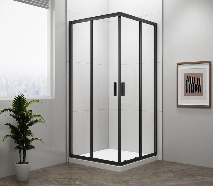 Sapho Polysan Easy Black vierkante douchecabine 80x80cm zwart mat