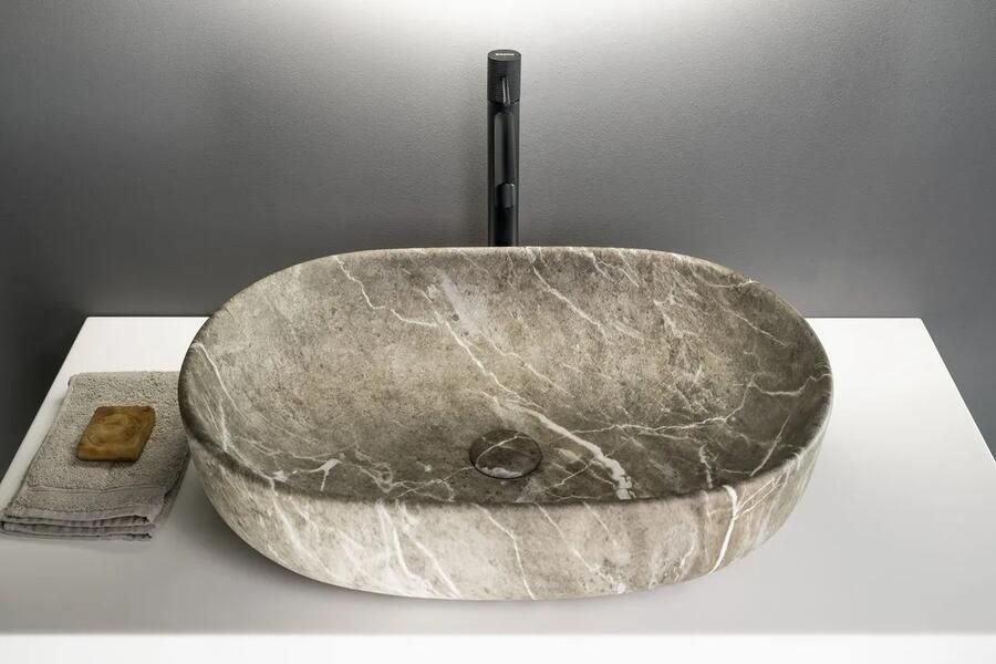 Sapho Rondane keramische waskom 60x42cm zwart marmer - Foto 2