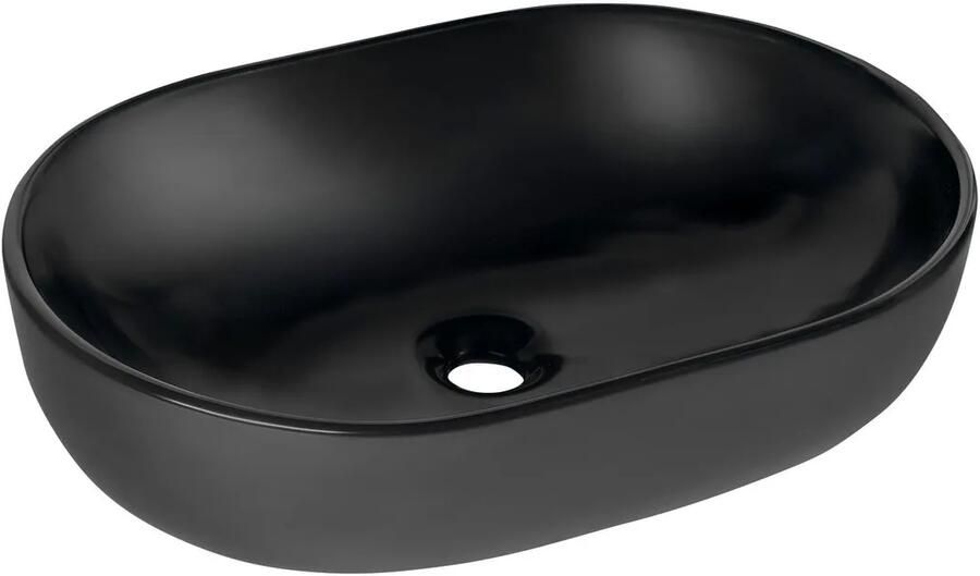 Sapho Rondane keramische waskom 60x42cm zwart mat