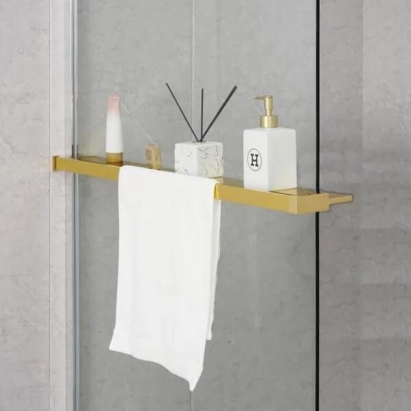 Sapho Shelf handdoekhouder en planchet voor douchewand goud mat
