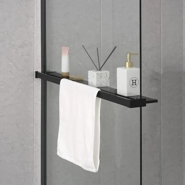 Sapho Shelf handdoekhouder en planchet voor douchewand zwart mat