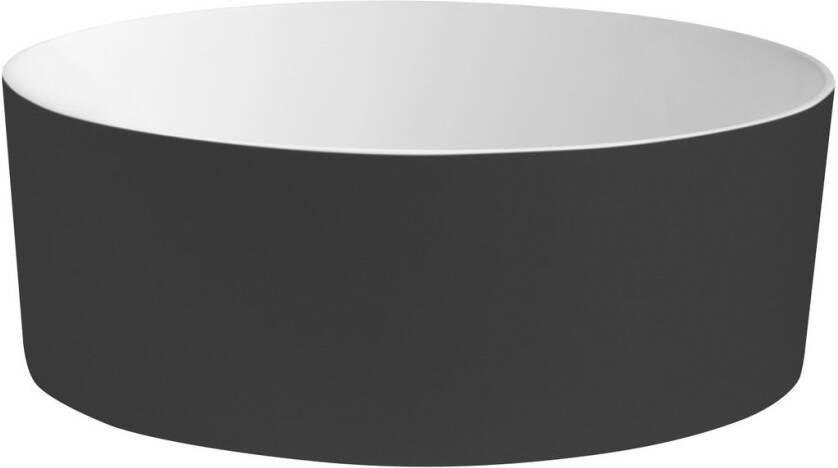 Sapho Thin waskom solid surface 38x14.2cm zwart mat