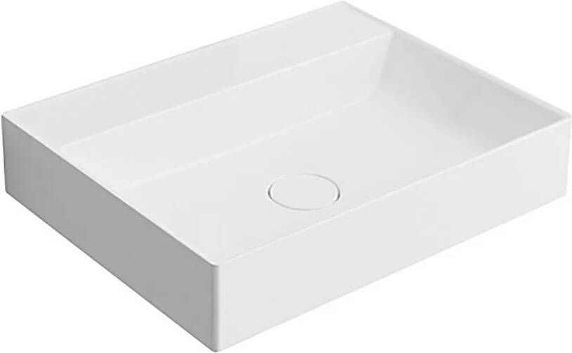 Sapho Twig wastafel gegoten marmer 60x47cm zonder kraangat wit glans