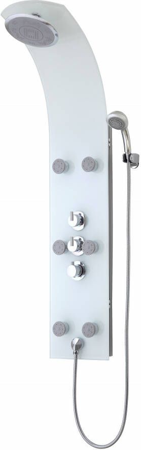 Schutte Douchepaneel Schütte Lanzarote Thermostatische Douchekraan en Zes Massagesproeiers Glas Wit