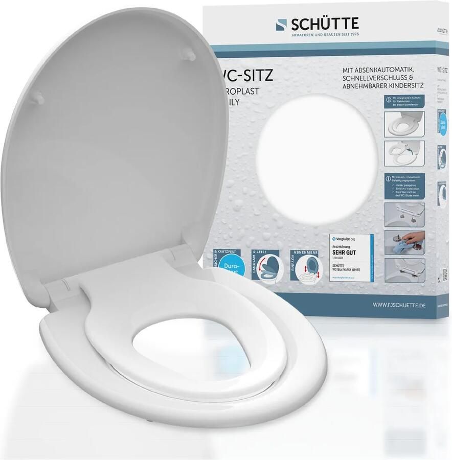 Schütte Toiletzitting Schutte Family White Duroplast Soft Close Met Geïntegreerde Kinderzitting Wit