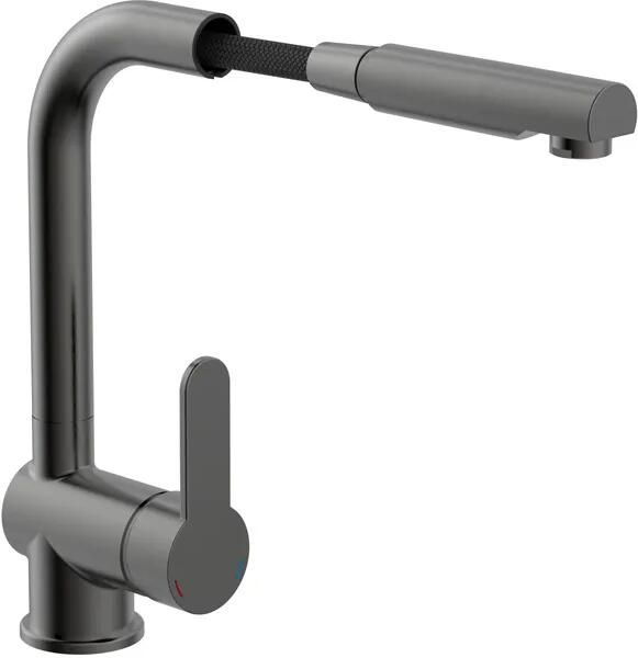 Schutte Keukenkraan London Mengkraan Opbouw Hoog Uittrekbare Uitloop Mat Grafiet