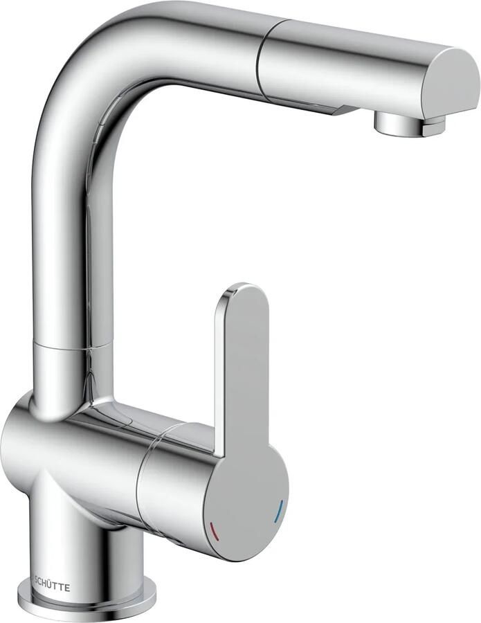 Schutte Wastafelkraan London Mengkraan Uittrekbare Uitloop Eéngreeps Met Click Waste Chroom - Foto 2