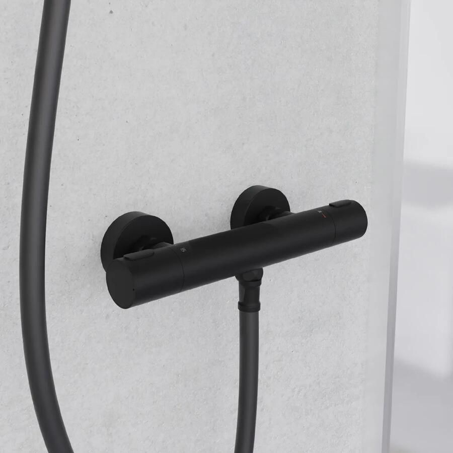 Schutte Los angeles thermostatische douchekraan zwart mat